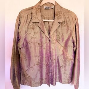 Chico's Design Silk Shirt with Embroidered Details